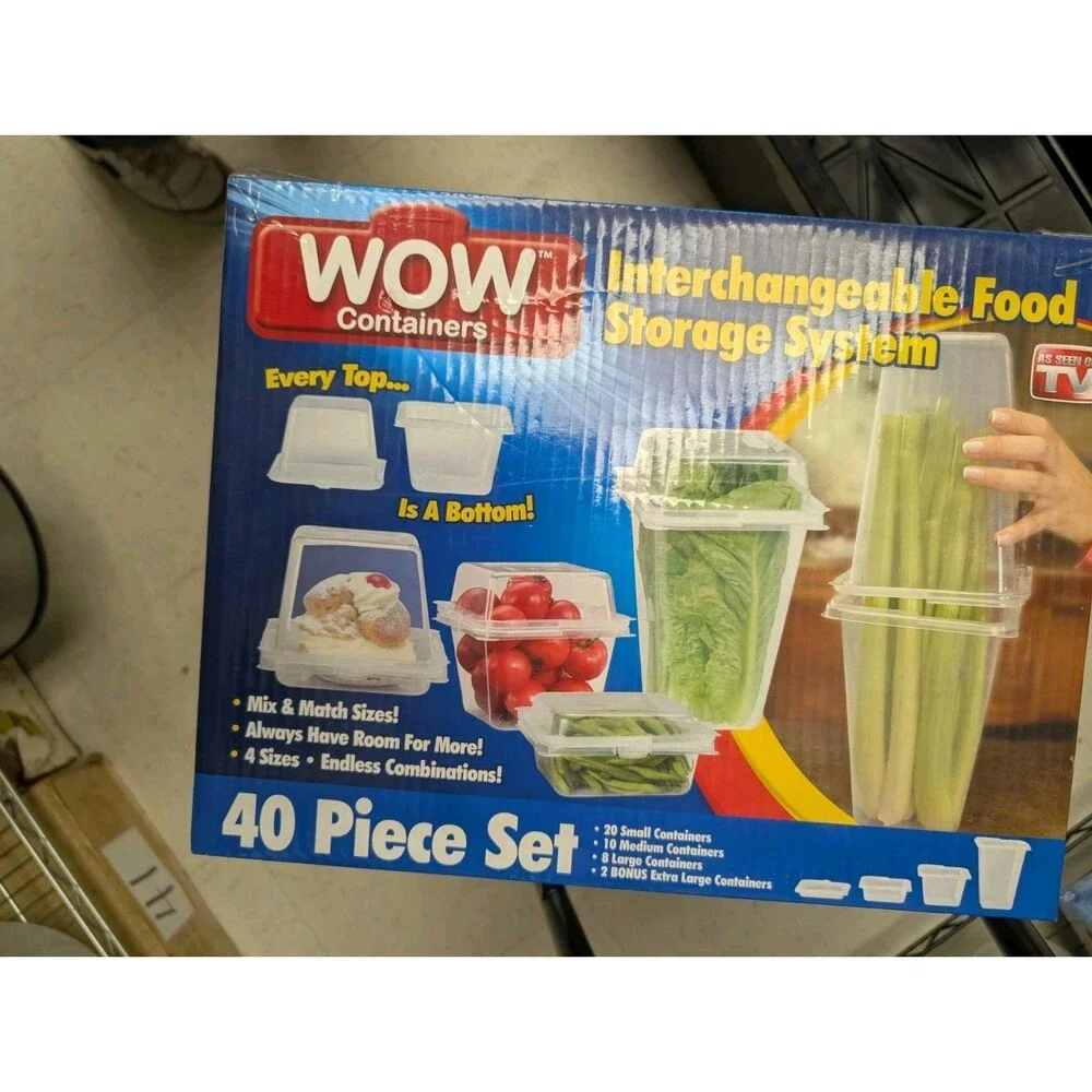 WOW Containers Interchangeable Food Storage System 40 Piece Set Clear Plastic
